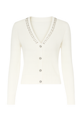 Strikcardigan med perler og bling - Str. 34-42