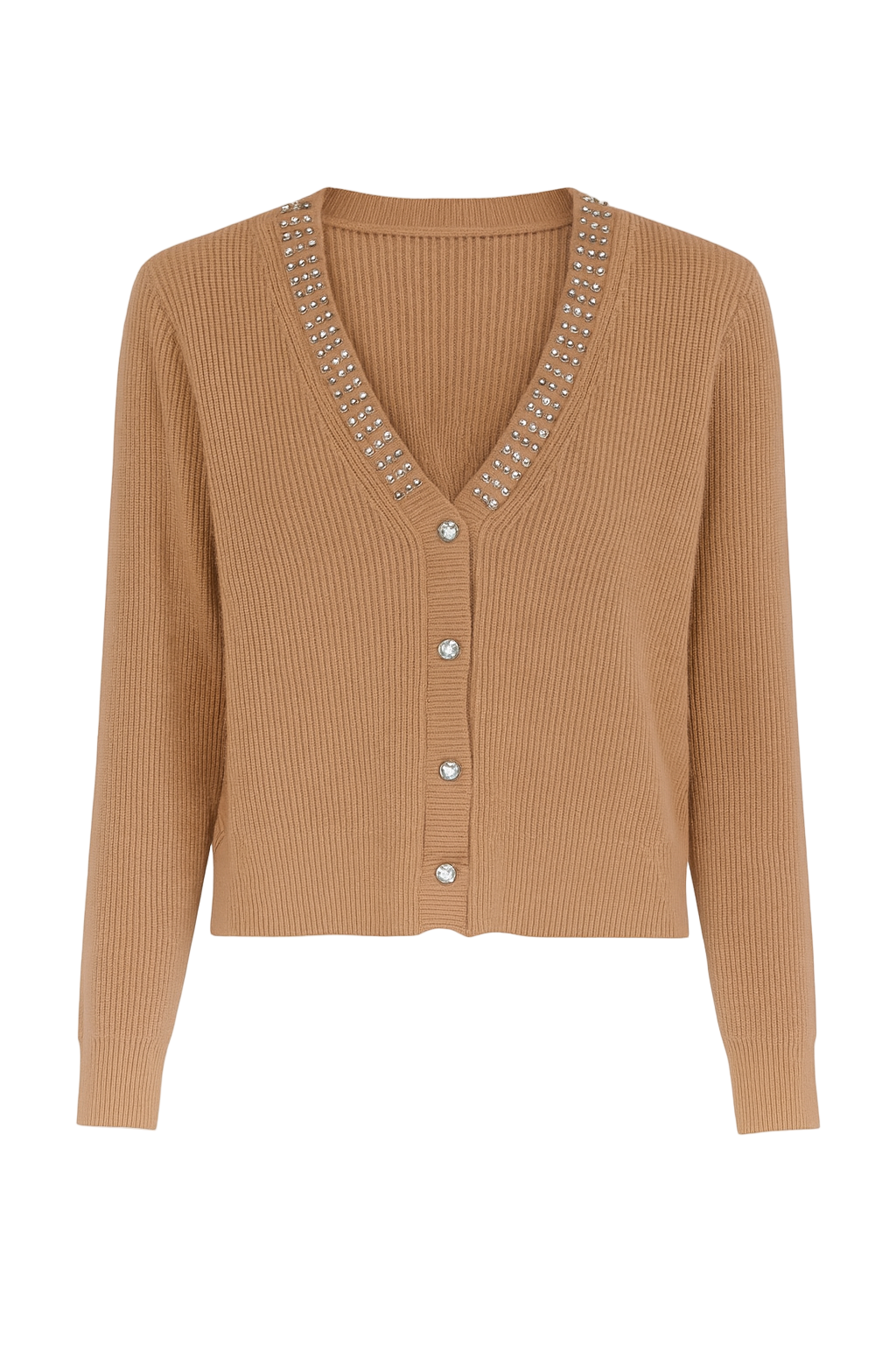 Strikcardigan med perler og bling - Str. 34-42