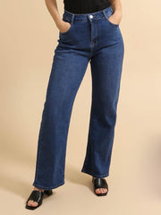 Jeans med wide leg darkwash