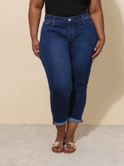 Jeans med straightleg darkwash plus size