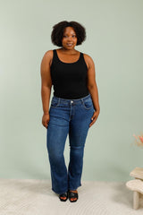 Flare jeans med bling regn darkwash plus size by G-Smack