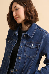 Cowboyjakke med stræk og lommer darkwash plus size by G-Smack