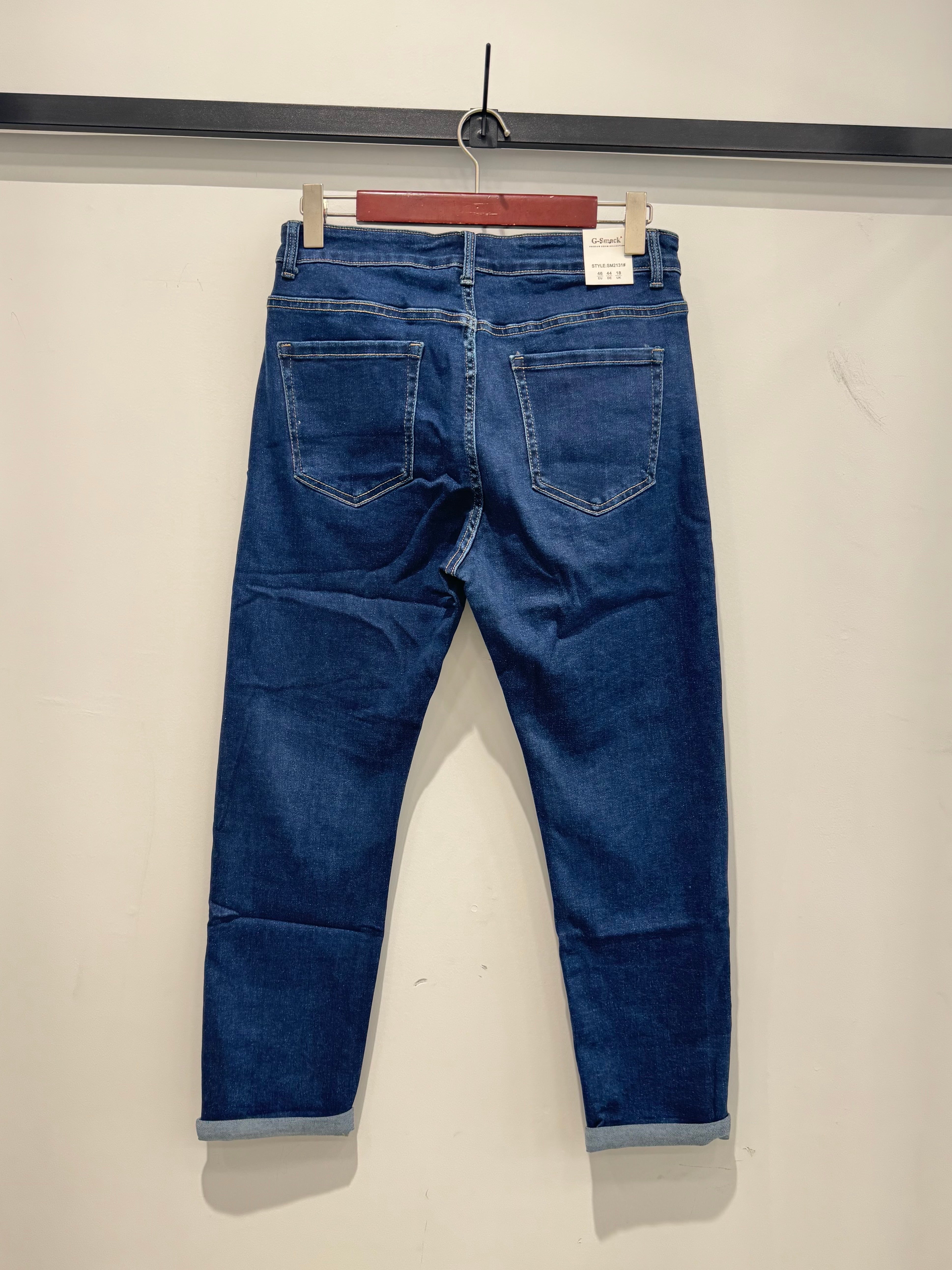 Mom fit jeans med broderet blomster darkwash plus size by G-Smack