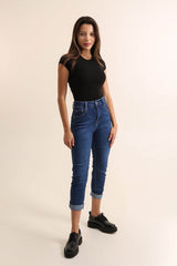 Boyfriend jeans med fold small size