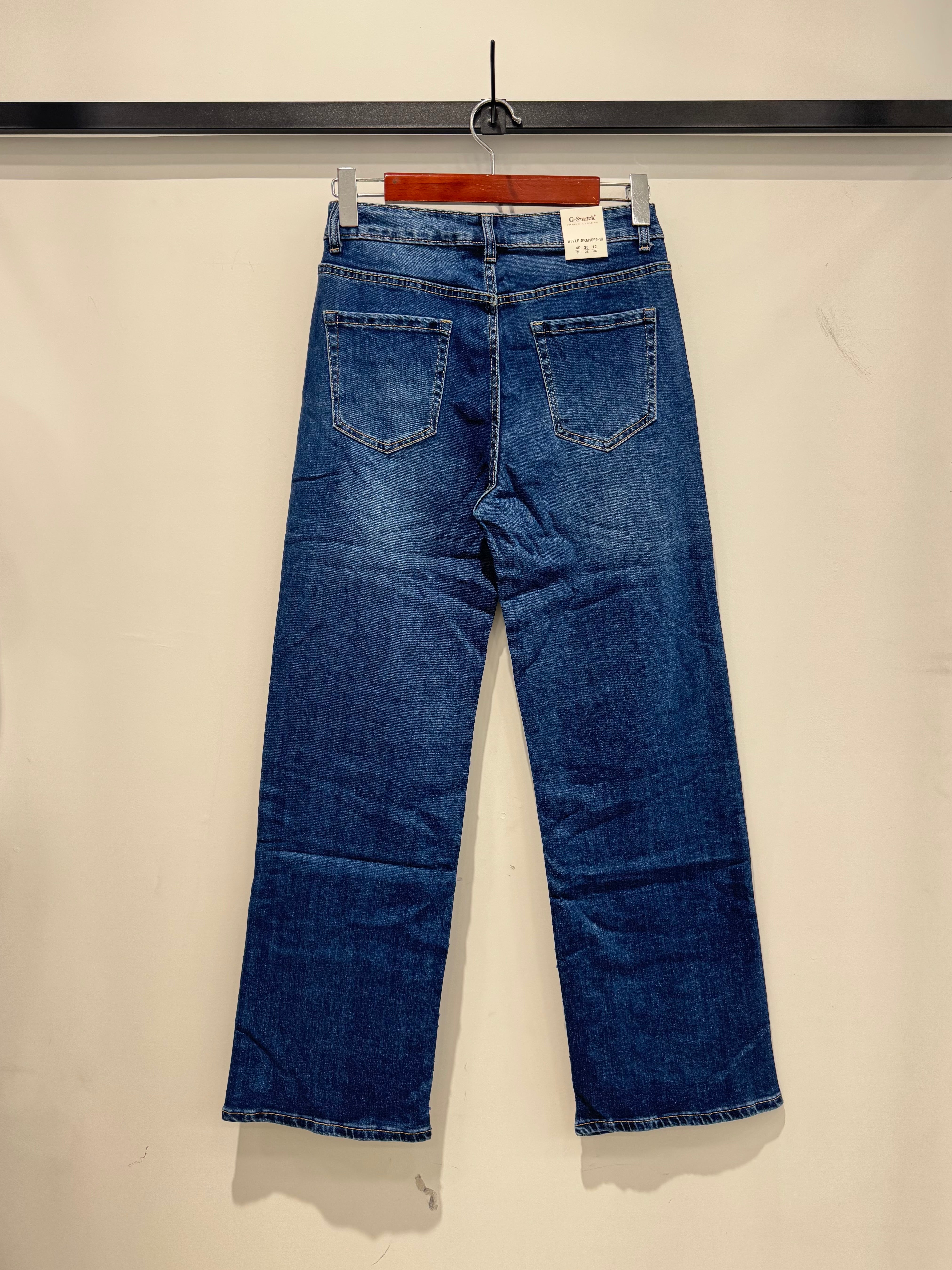 Wideleg jeans med bling bund darkwash