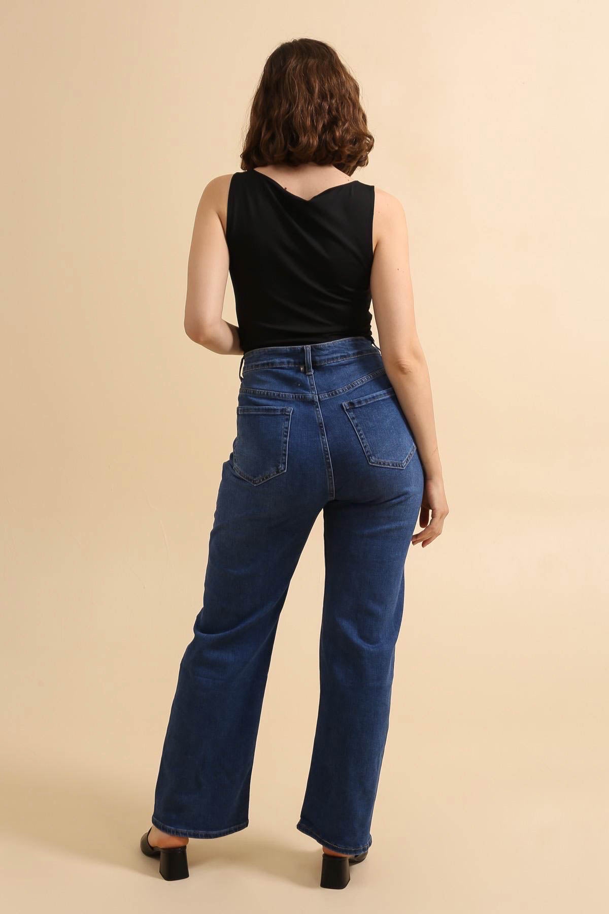 Jeans med wide leg darkwash