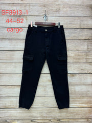 Cargo jeans med elastik plus size