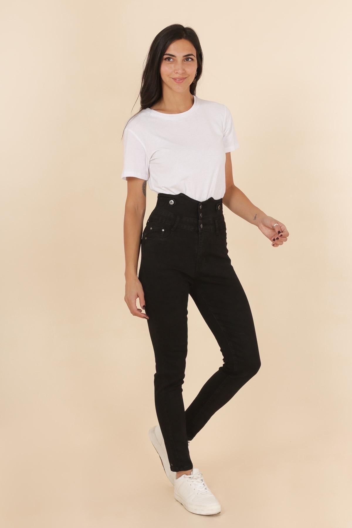 Ultra højtaljede jeans med knapper