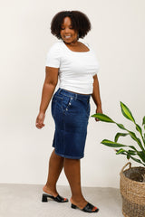 Cowboynederdel med bling hjerte plus size
