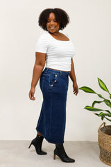 Maxi cowboynederdel med knapper plus size by G-Smack