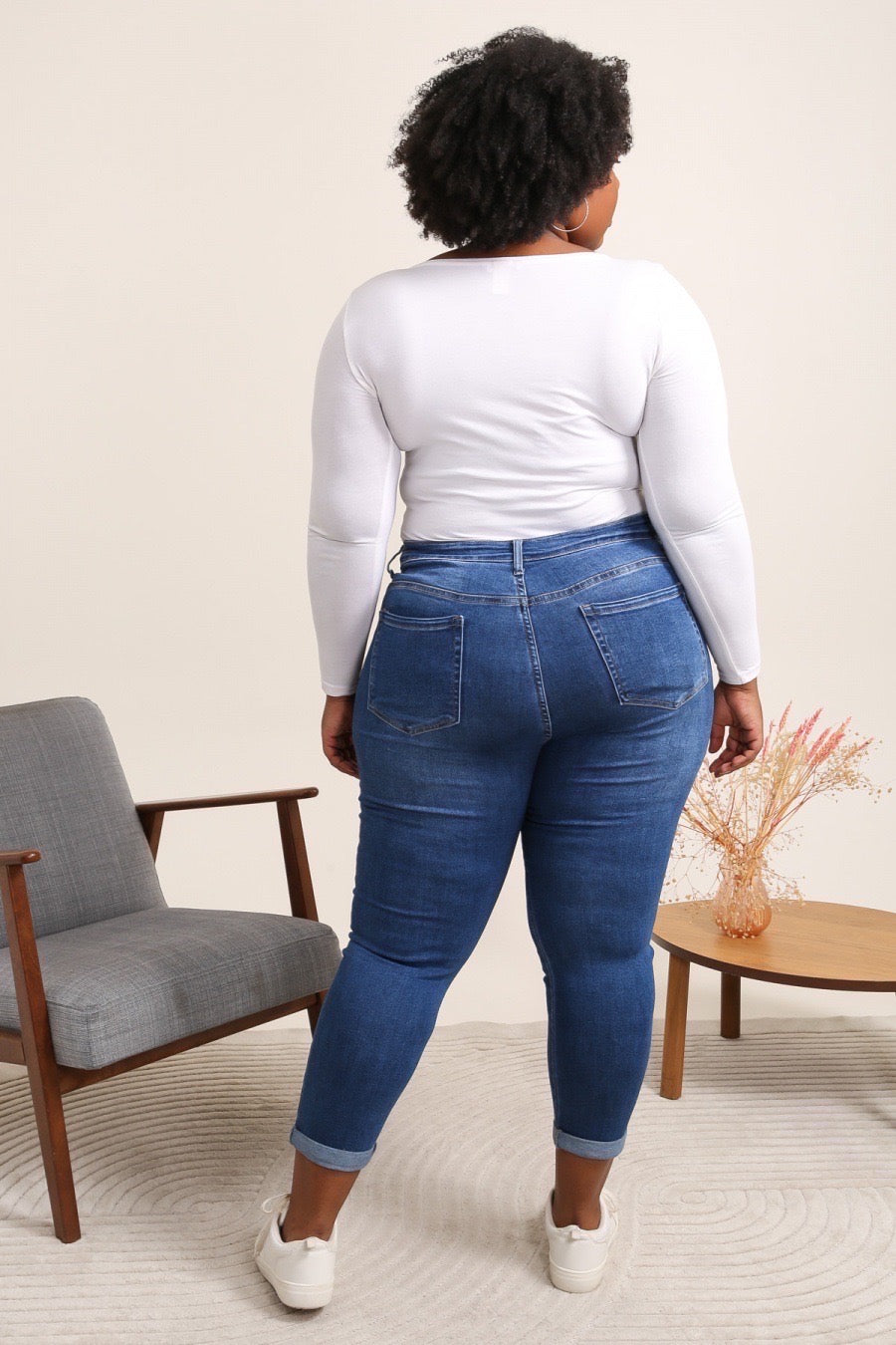 Jeans med broderi blomst plus size by G-Smack