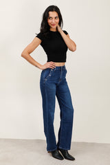 Jeans med vidde og bling hjerter ved lomme