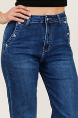 Jeans med vidde og bling hjerter ved lomme