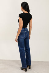 Jeans med vidde og bling hjerter ved lomme
