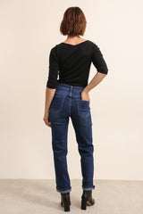 Jeans med straightleg og fold