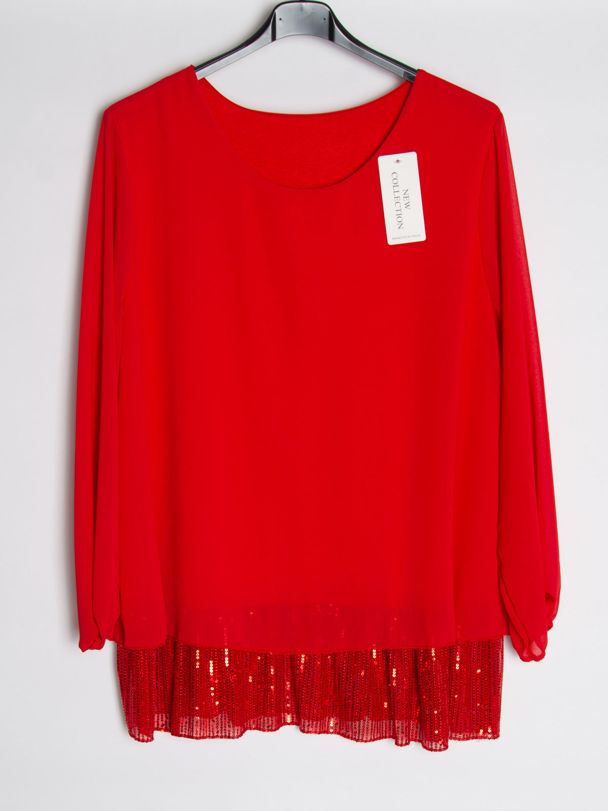 Chiffon bluse m. Paillet bund - Brystmål 130 cm. - Ingen returret - ITNOV24 by Krone 1