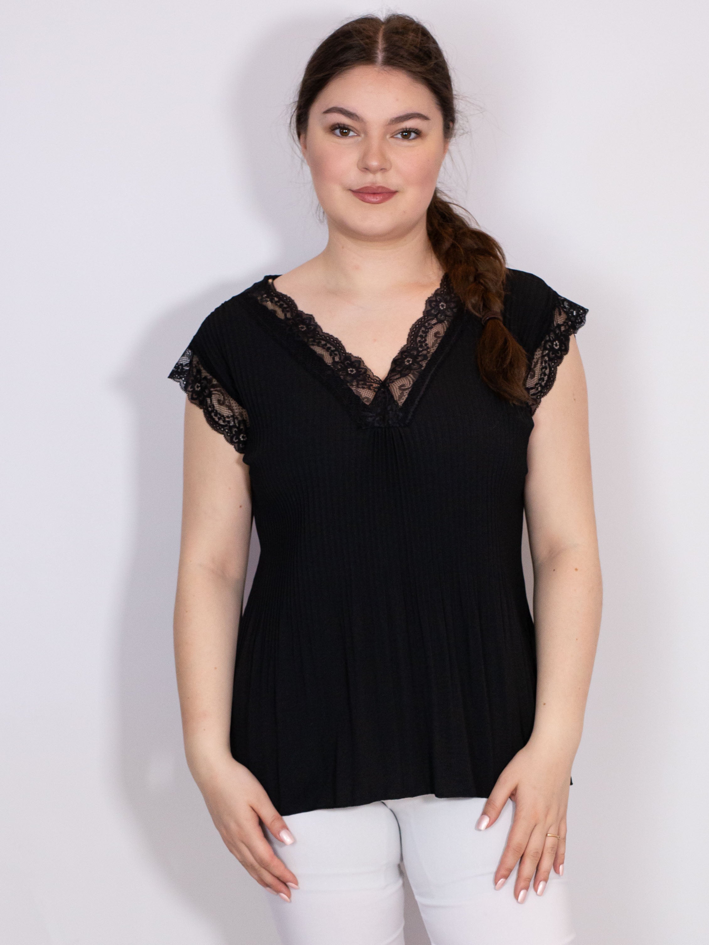 Plisseret blonde top - Brystmål 130cm