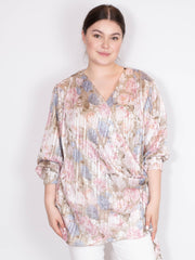 Wrap bluse med rose print