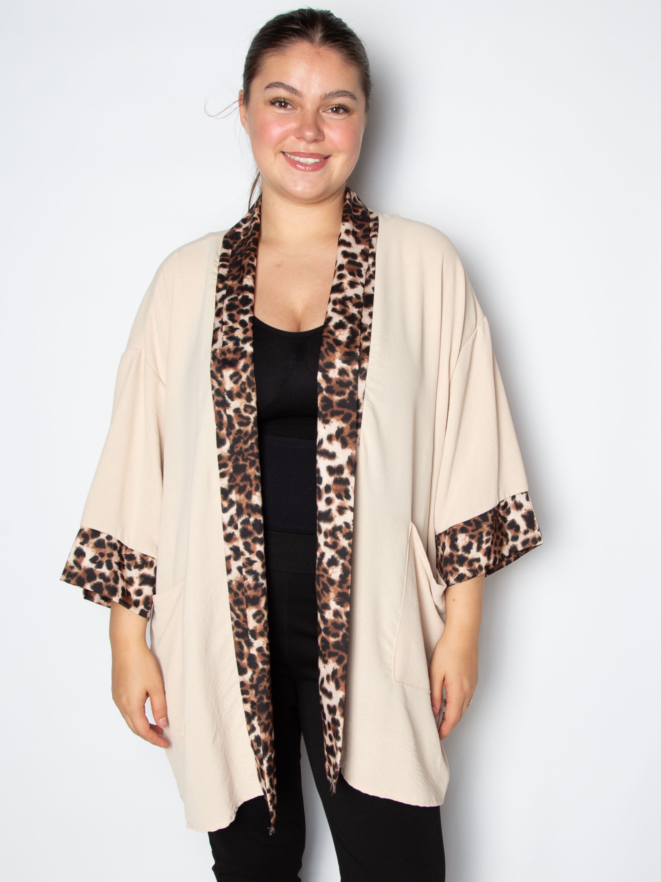 Loose blazer cardigan med leopard - ITSEP24