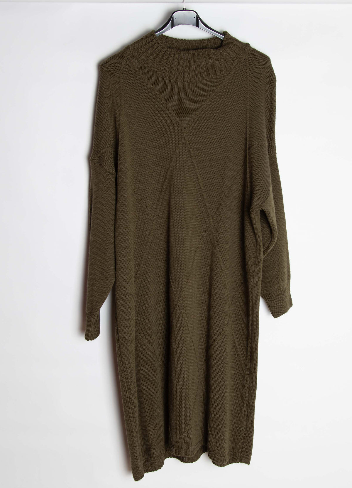 Strikkjole med krave og diamant mønster - Brystmål 130cm - Ingen returret - ITNOV24 by Krone 1