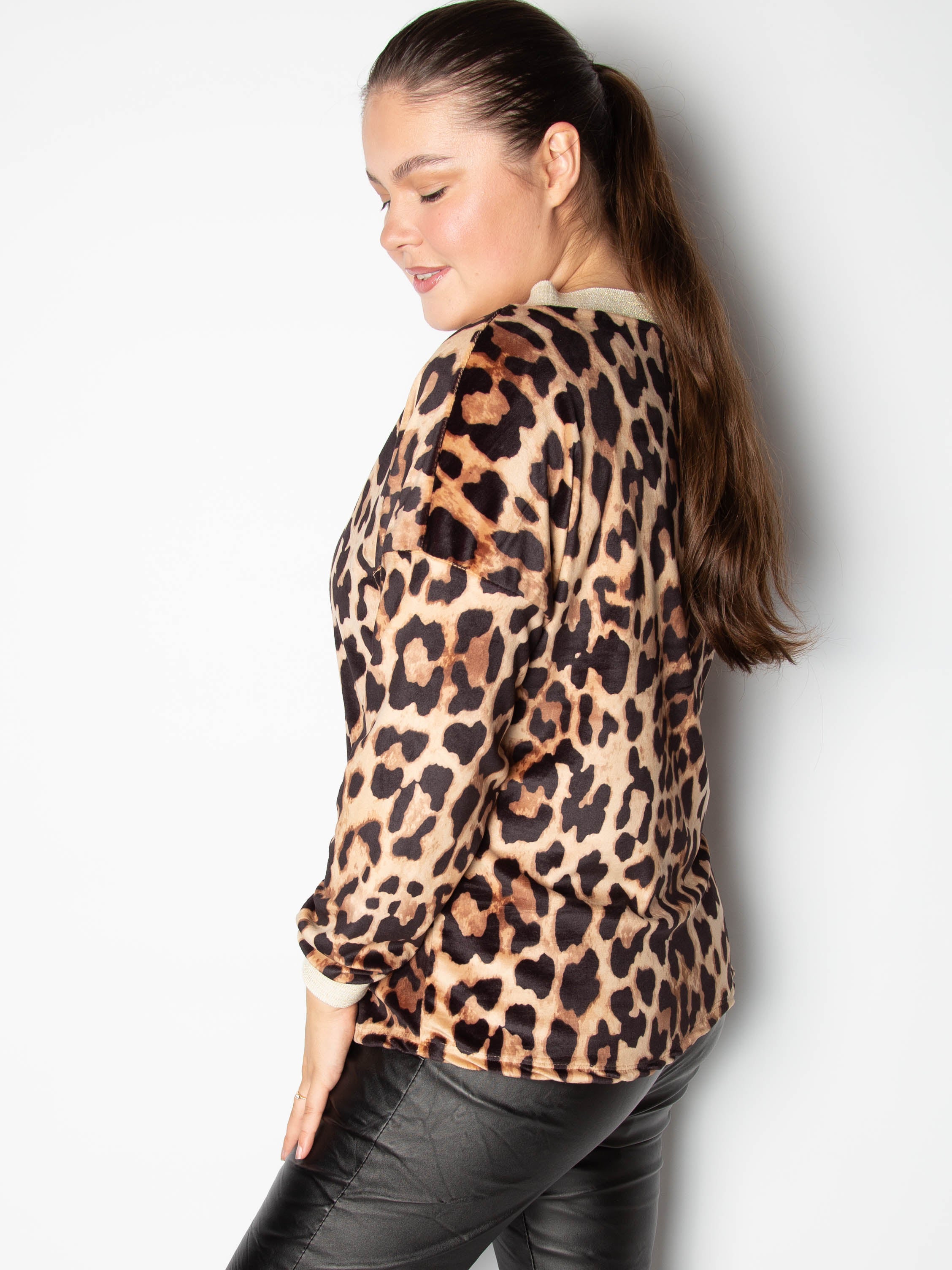 Leopard velour bluse - ITSEP24