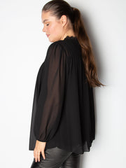 Bluse med mesh polkaprikket - ITSEP24