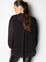 Bluse med mesh polkaprikket - ITSEP24