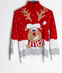 Herre julesweater med rullekrave - Tilfældig print- ITNOV24