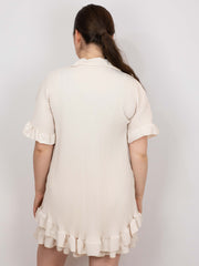 Plisseret bluse med flæse - Brystmål 130cm - Ingen returret