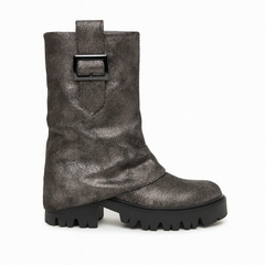 Chunky støvler med fold metallic look