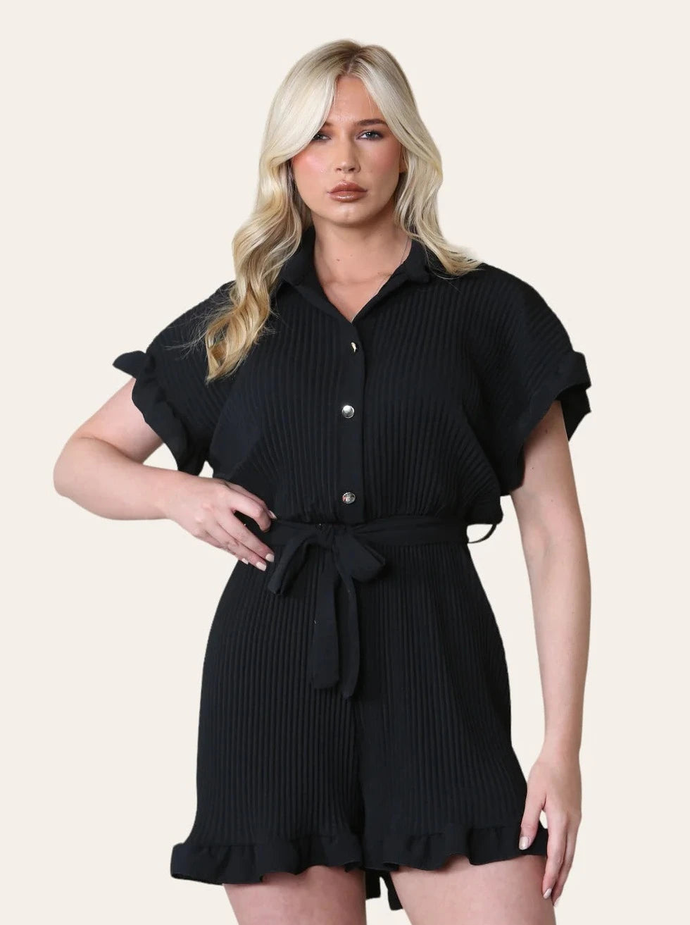 Plisseret playsuit - Str. 38-46