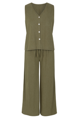 Velour sæt vest og bukser - brystmål 130cm