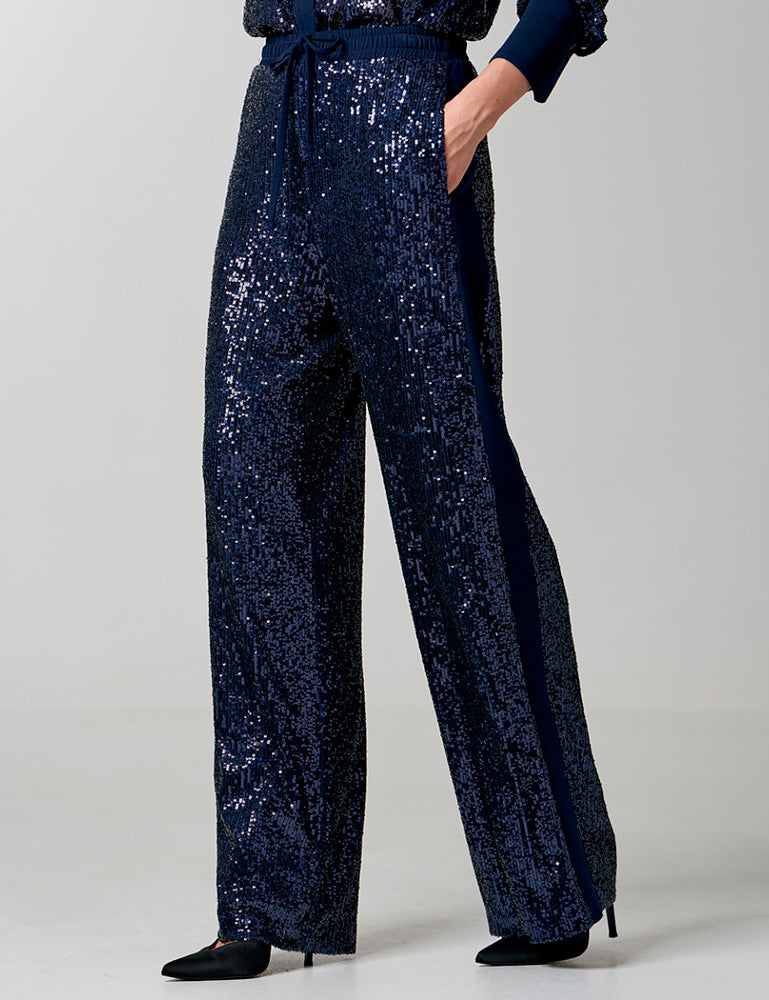 Access Fashion Sequin pants with side fabric