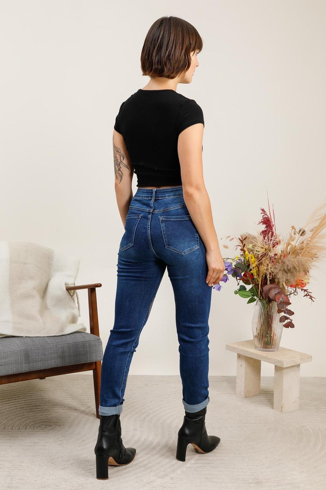 Jeans mom fit med bling hjerter