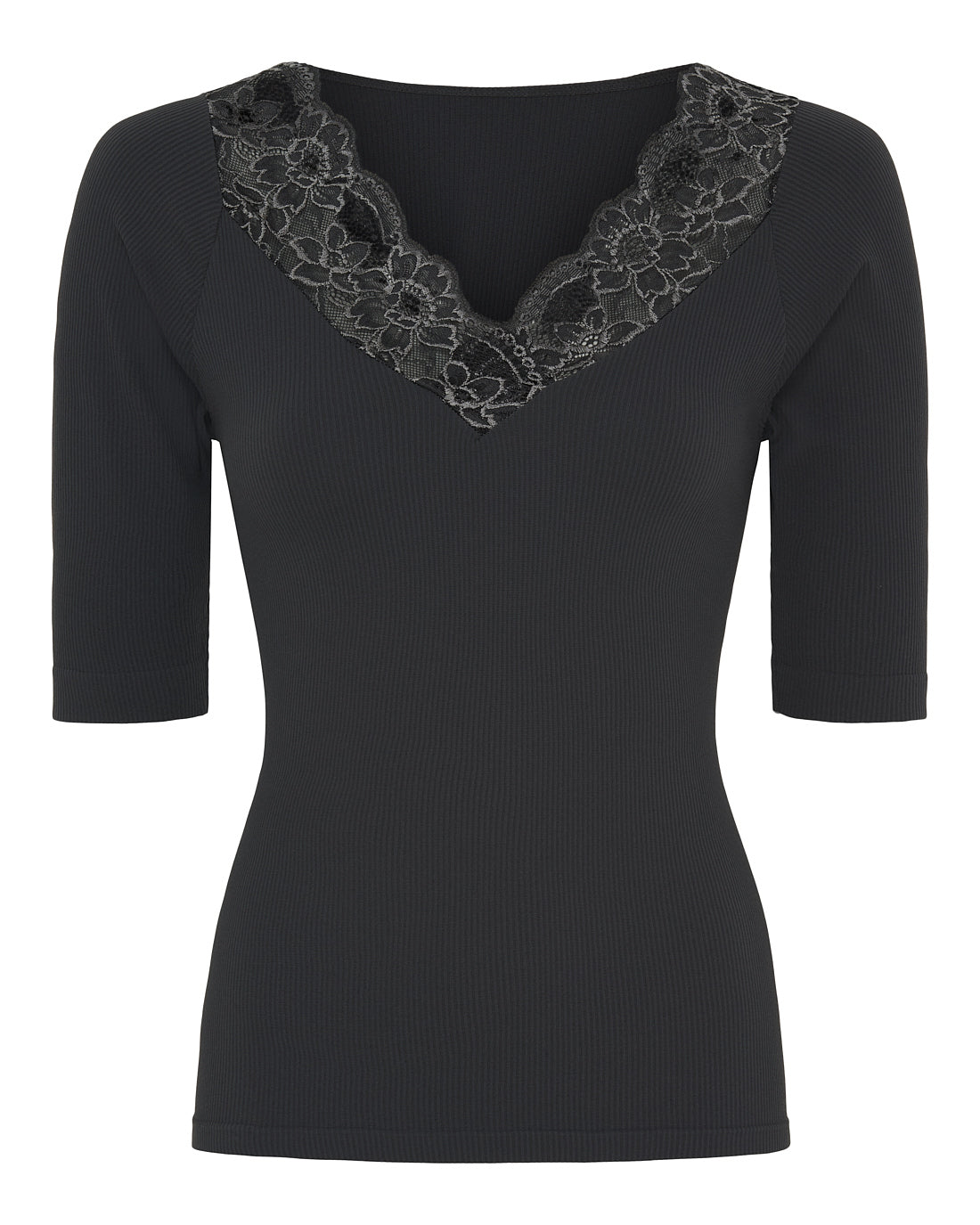 Tim og Simonsen Belen rib v-lace Top SS