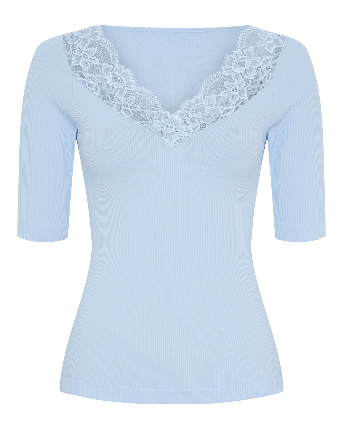 Tim og Simonsen Belen rib v-lace Top SS