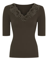 Tim og Simonsen Belen rib v-lace Top SS