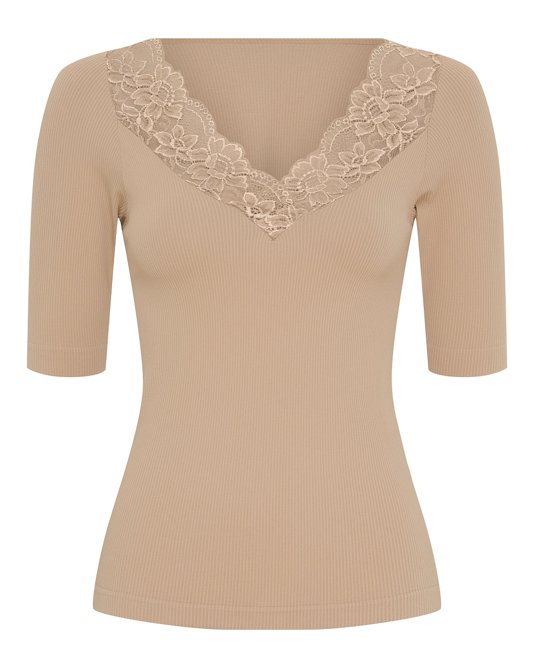 Tim og Simonsen Belen rib v-lace Top SS