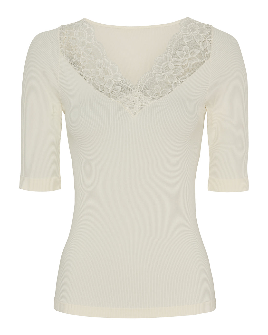 Tim og Simonsen Belen rib v-lace Top SS