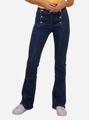 Jeans med bootcut og guldknapper