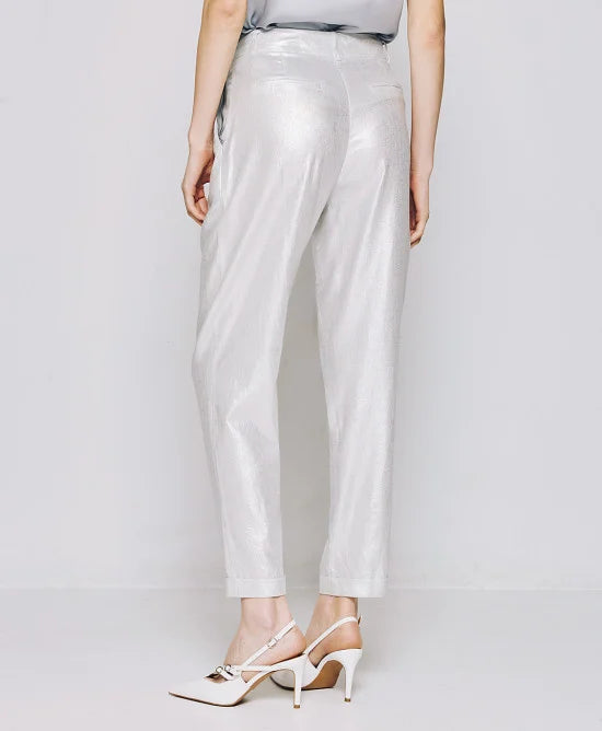 Access Metallic-effect pants with rhinestone