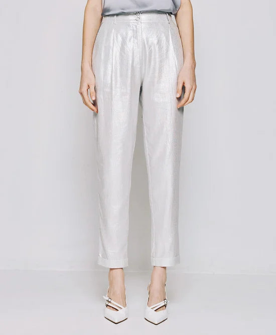 Access Metallic-effect pants with rhinestone