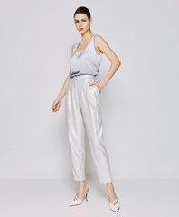 Access Metallic-effect pants with rhinestone