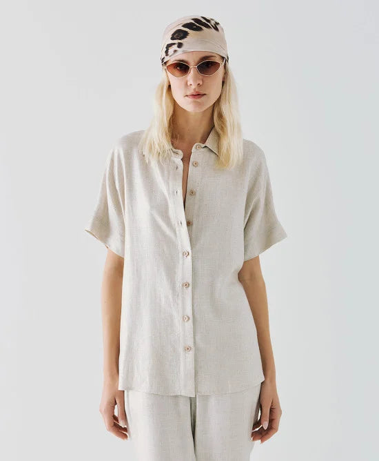 Access Short-sleeve metallic-effect shir