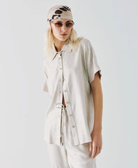 Access Short-sleeve metallic-effect shir