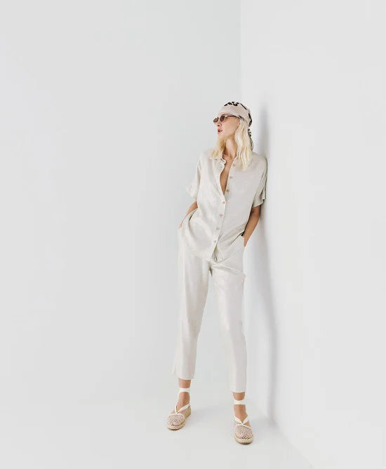 Access Short-sleeve metallic-effect shir