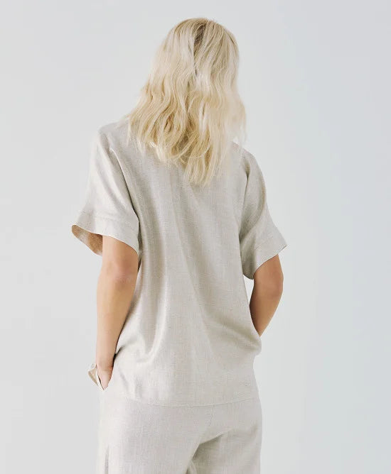Access Short-sleeve metallic-effect shir