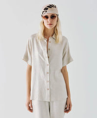 Access Short-sleeve metallic-effect shir