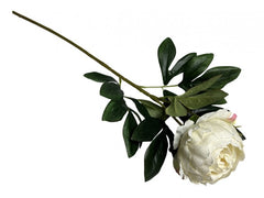 Kunstig Pæon Hvid med Rosa Nuance 63 cm