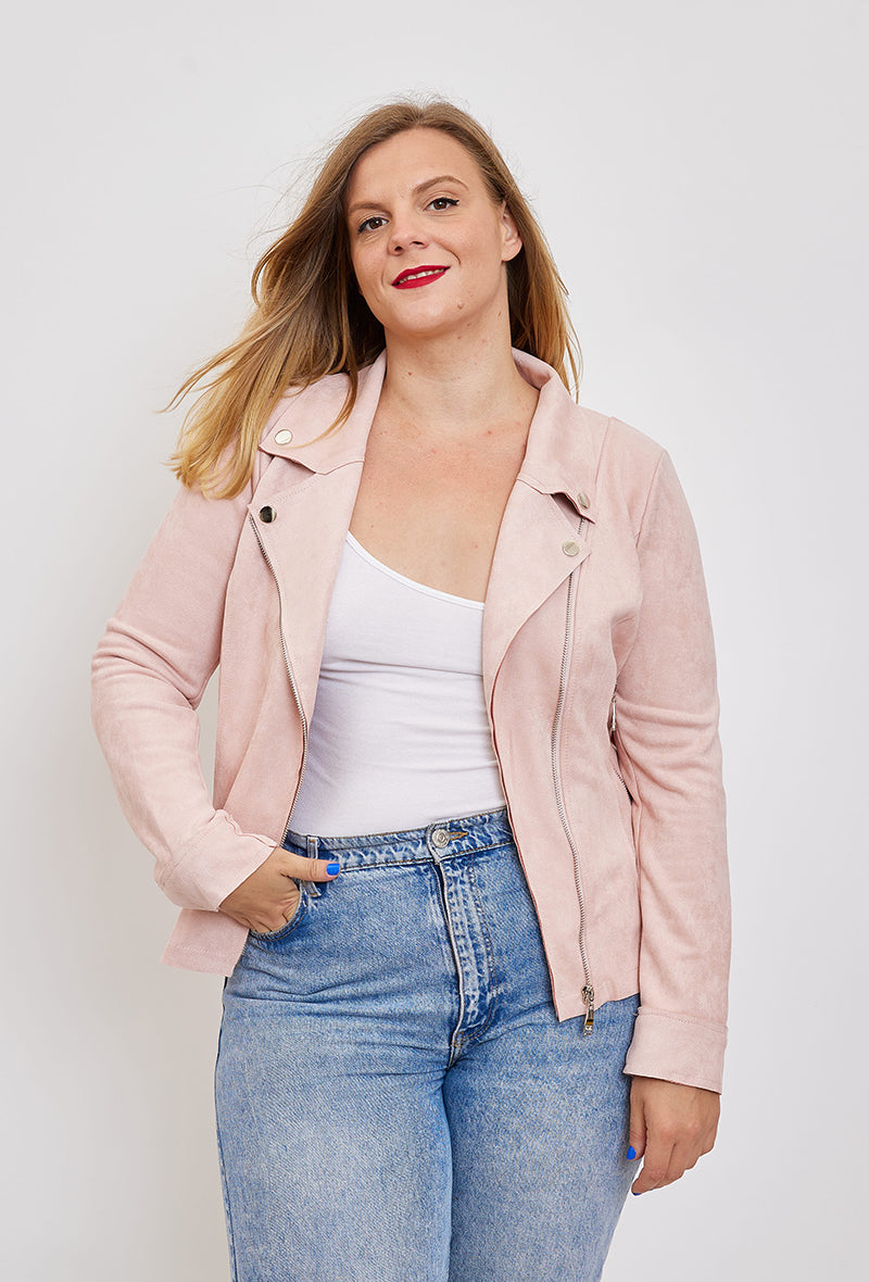 Plus size suede jakke